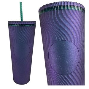 Starbucks 2025 Purple Green Swirl Cold Venti Tumbler with Straw Mermaid Logo NWT